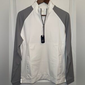 johnnie-O NWT "Armstrong" Performance Quarter-Zip Jacket in Snowcap/Gray